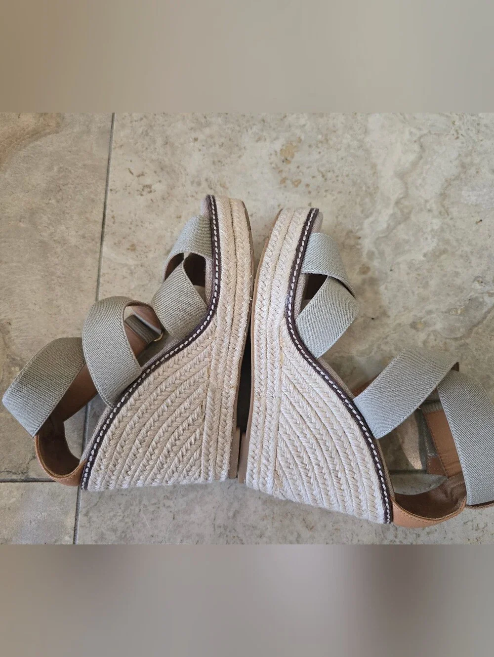 Tory Burch Freida 100MM Espadrille Wedge Tan Size 7 $278